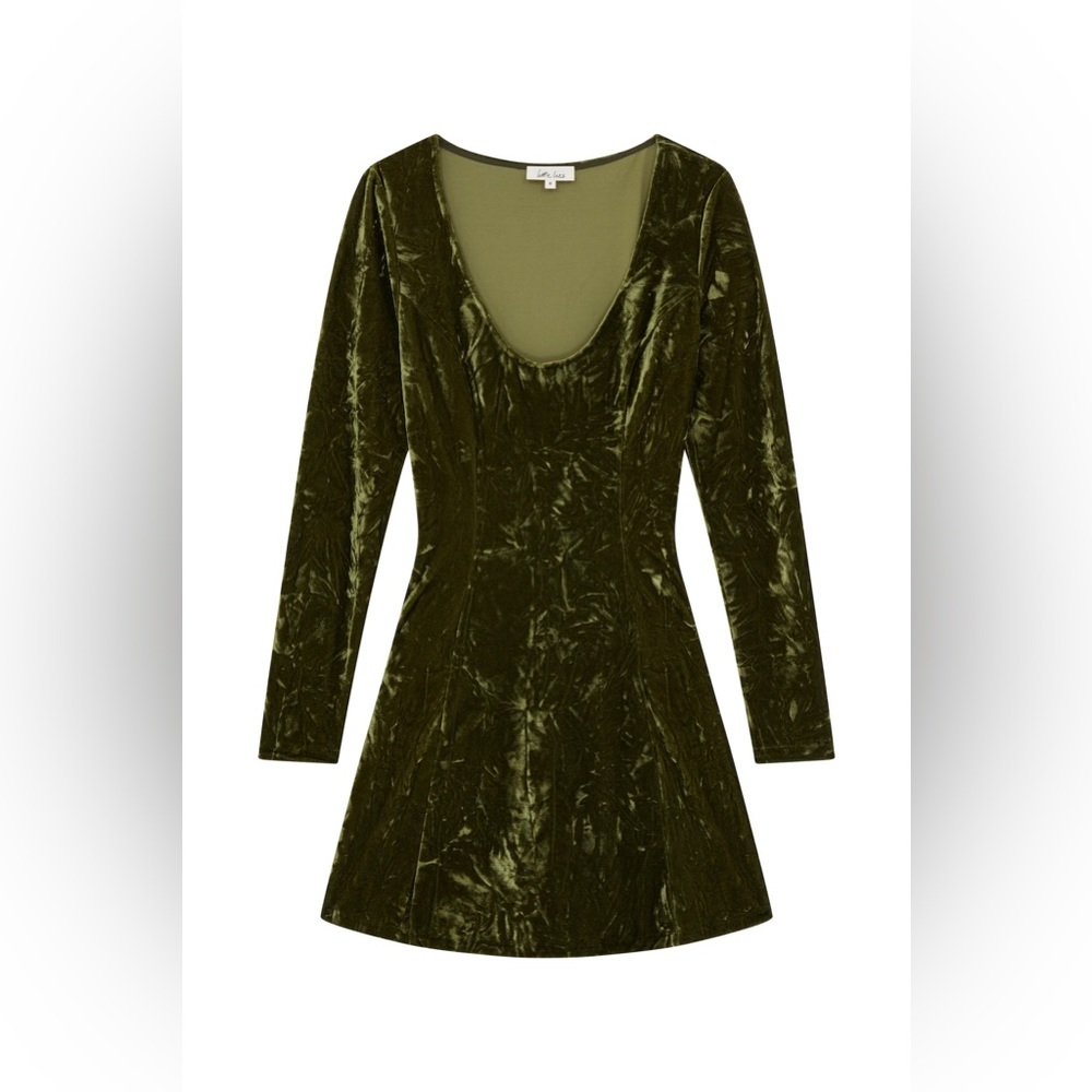 Little Lies “Sweet Jane” Olive Crushed Mini Dress (NWT)